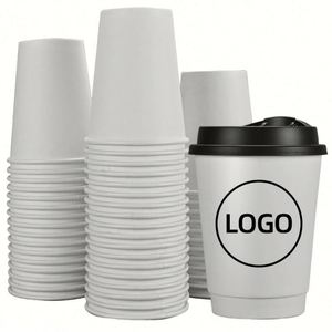Gobelets à café en papier kraft biodégradables et compostables pour emporter, de qualité alimentaire, avec couvercles, logo personnalisé imprimé - Product Image 1