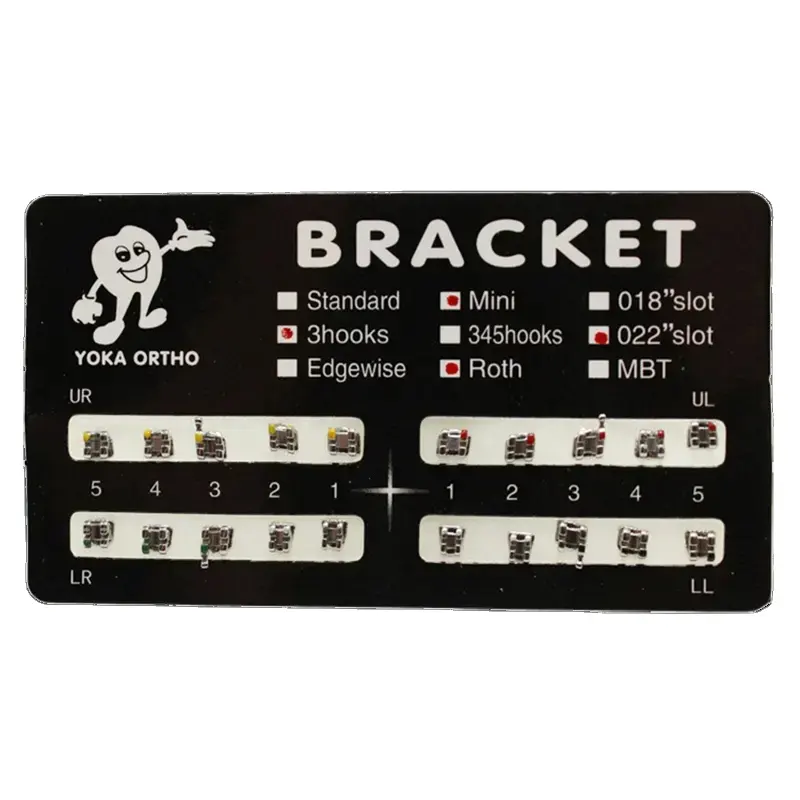 Dentalt Mini Standard Metall-Orthodontische Halterungen Edgewise Roth Mbt 018" Schlitz 022" Schlitz 345 Haken 3 Haken Halterungen für Zahnbehandlung