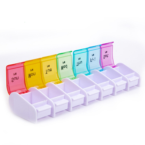 OEM 7 Grid 1 Week Medicine Pill Box Organizer Box With Push Button