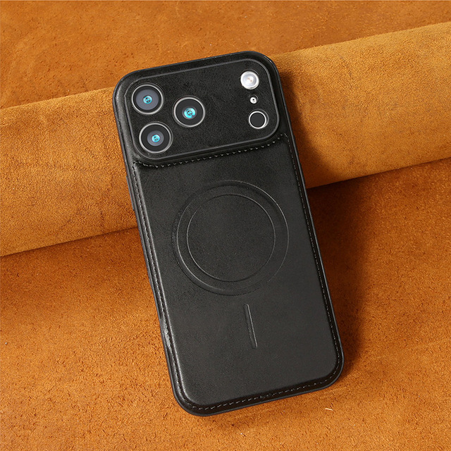 Business Magnetic Wireless Charging Anti-Fingerprint Shockproof PU Leather Mobile Phone Cover Case for iPhone 17 Pro Max 16 15