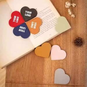 Promotional Heart Bookmarks Office Business Gift Custom Logo Printed PU Leather Bookmarks for Book Bookmark Printing
