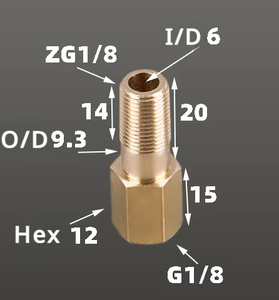 Sambungan Pipa <span class=keywords><strong>Nipple</strong></span> Kuningan BSP Female ke Male 1/8 inci, 1/4 inci, 3/8 inci x Panjang 35-300mm untuk Sistem Pendingin Cetakan - Product Image 6
