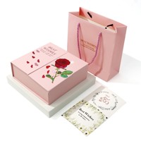 Geschenkdoos Creatieve Dubbele Bloem Verrassing Spot Zes Rozen Hartvormige Ketting Ring Valentijnsdag Acryl Box Geconserveerde Rozen Doos