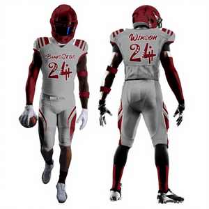 Men's American Football Uniform Set Team Jersey Pants Quick Dry Breathable Fabric Sublimated <b>Print</b> Custom Logo Plus Size OEM - Product Image 1