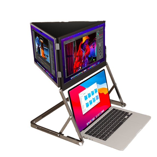 TriCreate Triple Screen 15.6" 1080P FHD 16:9 Ultra-Slim IPS Monitor 100% SRGB Travel Business Use Plug Play for Windows/Mac