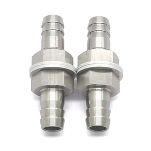 Unión de manguera con conexión de púas de 3/8" de doble extremo tipo Pagoda, accesorio de pasaje de pared para tanque, para tuberías de combustible, aceite y agua en vehículos modificados - Product Image 5