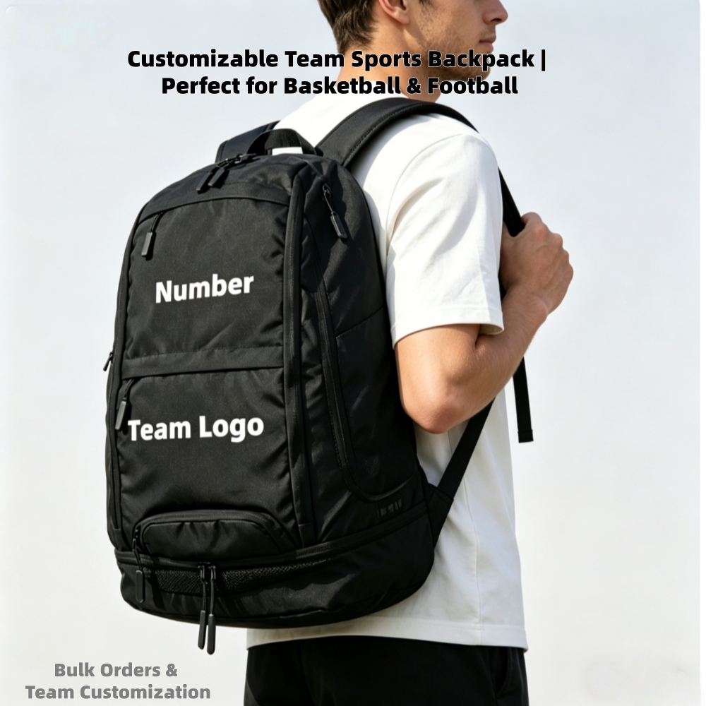 Custom Logo Sports Backpack for Clubs & Teams, Low MOQ Team Basketball & Football Bag, Wet-Dry Gym Backpack with Shoe Pocket