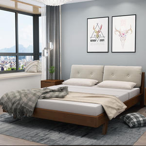 Estructura de Cama de Panel de Madera a Precio Competitivo con Cabecera Tapizada, Muebles Modernos para Dormitorio de Hotel o Apartamento de Alquiler - Product Image 1