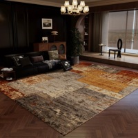 Tapis et carpettes floraux en polyester de grande taille, style rétro vintage du milieu du siècle, avec un dos antidérapant et rembourré pour le salon