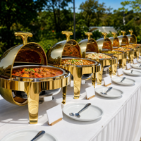 Ensemble de réchauds de luxe à couvercle roulant, chauffe-plats commerciaux en acier inoxydable pour buffet avec supports à combustible, équipement de restauration