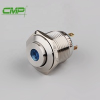 Sakelar Tombol Tekan LED Metal 16mm Momentary 1NO (On) Off