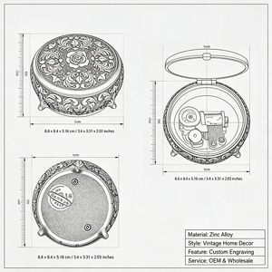 Boîte à musique mécanique en alliage <span class=keywords><strong>de</strong></span> zinc gaufré Sankyo, argent antique, motif rose sculpté, cadeau pour anniversaire et Noël, livraison rapide, vente en gros - Product Image 2