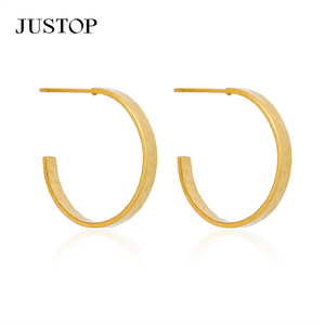 Aros Chapados en Oro JUSTOP, Joyería Clásica de Aleación Unisex, Pieza de Moda - Product Image 2