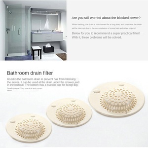 Filter Anti-clogging Deodorant Beige Kitchen Sewer Hair Filter Silicone Reusable Hair Filter Pad Hair <b>Catcher</b> - Product Image 3