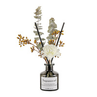 Ensemble d'huiles essentielles de luxe pour la maison, la salle de bain, le bureau, diffuseur de parfum en verre avec bâtonnets et fleurs séchées