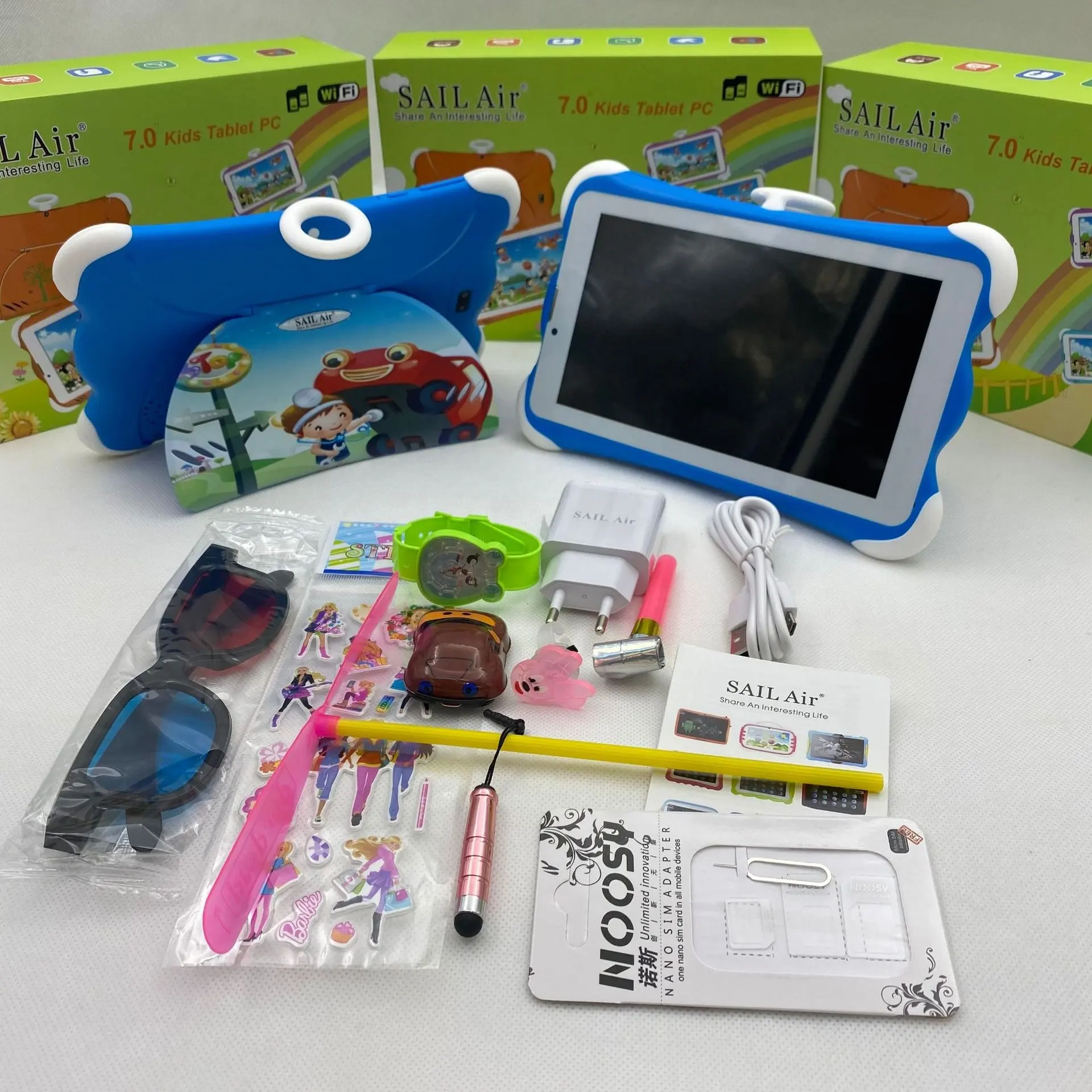 2024 Exportação Tablet infantil de 7 polegadas Android 2SIM para crianças educação anti-queda tablet de aprendizagem infantil