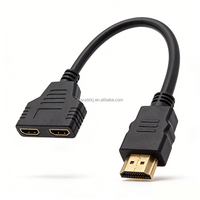Cable Divisor HDTV 1 a 2, Chapado en Oro, Revestimiento de PVC, Cable de Extensión Macho a Hembra para Monitor de Computadora, Proyector, Reproductor de DVD, 1080P