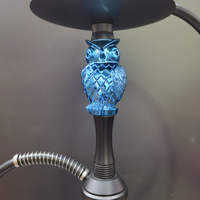 Chicha Shesha Moderne 56CM en Alliage d'Aluminium et Résine, Motif Ours et Hibou Coloré, Durable