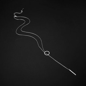 Kalung sweter trendi untuk wanita, Kalung panjang berlapis emas 18K, liontin batang vertikal, perhiasan modis sederhana - Product Image 4