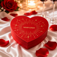 Caja de Regalo de Lujo en Forma de Corazón Rojo al por Mayor OEM, Logotipo Personalizado, Diseño Estrellado con Estampado Dorado, Empaque para Chocolate de San Valentín