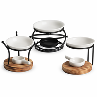 Brûleur d'huile aromatique en fer et bois, diffuseur de cire, chauffe-cire romantique en métal de style européen, support de bougie chauffe-plat en céramique