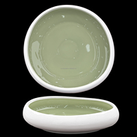 26 Ensembles de Vaisselle en Céramique Forme Galet, Service de Table en Porcelaine Verte, Assiettes Plates, Assiettes Creuses, Bols pour Restaurant et Mariage