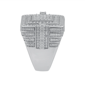 Contemporary 925 Sterling <b>Silver</b> Moissanite Statement Ring with Precision Pave Stone Work for Trendy Fashion Styling - Product Image 3