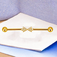 Gaby G23 Bijoux de piercing mode en titane, piercing à filetage externe, piercing plaqué or, barbell industriel avec nœuds