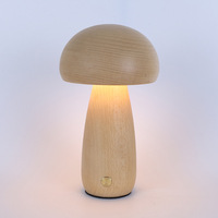 Lampe de Chevet LED Moderne en Bois en Forme de Champignon, Rechargeable USB/Type-C, Contrôle Tactile, Intensité Variable, Lumière Blanc Chaud pour Chambre à Coucher - Vente en Gros