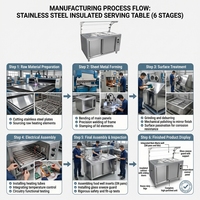 Chauffe-plat commercial en acier inoxydable avec 3 bacs alimentaires et protection anti-éclaboussures avec porte coulissante et armoire de rangement pour la restauration