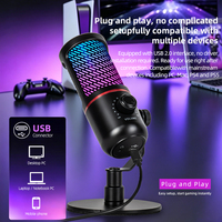 Microphone de jeu USB professionnel, microphone à condensateur filaire, microphone de jeu USB bon marché à directivité cardioïde RGB pour PC, enregistrement, podcast