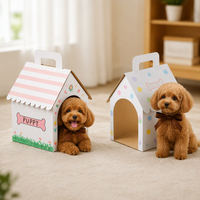 Maison pour animaux de compagnie en carton imprimé sur mesure en gros avec poignée, abri pliable en papier pour chien de petite taille pour jouer et dormir