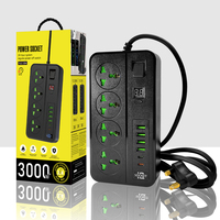 Multiprise avec affichage numérique de la minuterie 24h/24, 4 prises universelles, 4 ports USB, 2 ports Type C, 3000W, 13A, câble de 2 m pour la maison et le bureau