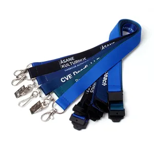 China supplier custom polyester lanyard full color printing neckline with logo custom keychain with card holder