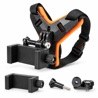 Kit de fixation mentonnière pour casque de moto avec sangles réglables et support de téléphone pour caméras d'action et smartphones