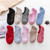 Chaussettes douces et moelleuses à logo personnalisé, couleur unie, antidérapantes, coupe basse, confortables