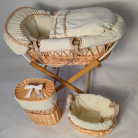 Panier Moïse en saule tressé à la main avec support de matelas pour marque de crèche haut de gamme – Panier Moïse/berceau naturel pour bébé