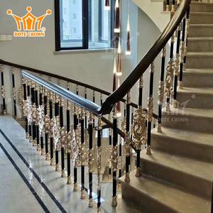 ราวจับอลูมิเนียมหล่อแบบยุโรปสำหรับวิลล่าราวบันไดแบบวงกลมราวบันไดอลูมิเนียมอัลลอยด์ราวบันไดกระจก - Product Image 4