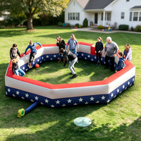 Piscine à balles gonflable Stars and Stripes avec mur drapeau américain pour enfants, idéale pour événements extérieurs, carnaval scolaire, camp, fête d'anniversaire