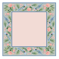 Tapis de Mahjong Minimaliste Antidérapant Résistant à l'Usure avec Motif Floral Oiseaux Bleus et Roses et Bords Surfilés – Stock Usine