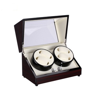 Boîte à remontoir de montre mécanique de haute qualité en bois et cuir, pour 2 ou 4 montres automatiques, avec fonction de rangement - Product Image 2