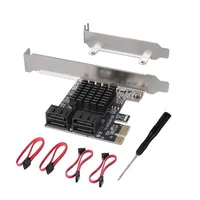 Kartu Ekspansi PCIe ke SATA3.0 4-Port, Konverter PCIe 1X-16X, Kartu Tambahan untuk Komputer PC HDD SSD, Adaptor Perluasan Penyimpanan