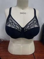 Soutien-gorge Grande Taille à Couvrance Totale, Bretelles Réglables, Dentelle de Soie Sexy, Motif Uni, Armatures, Effet Push-Up Fin, Maille à Pois – Meilleure Vente
