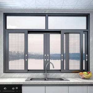 Fenêtre coulissante en aluminium à <span class=keywords><strong>double</strong></span> <span class=keywords><strong>vitrage</strong></span> haute performance avec moustiquaire pour les maisons australiennes - Product Image 3