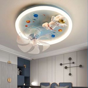 Plafonnier ventilateur LED moderne avec télécommande Base de salon maison intelligente forme ronde Design élégant - Product Image 6