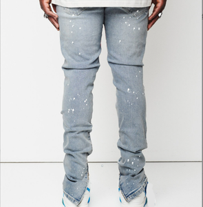 Nouveaux pantalons slim pour hommes avec pieds perforés, nouveaux jeans peints - Product Image 4