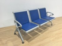 Fauteuil d'attente 3 places en PU bleu-vert à dossier bas et droit avec garantie d'un an, fabriqué en Chine