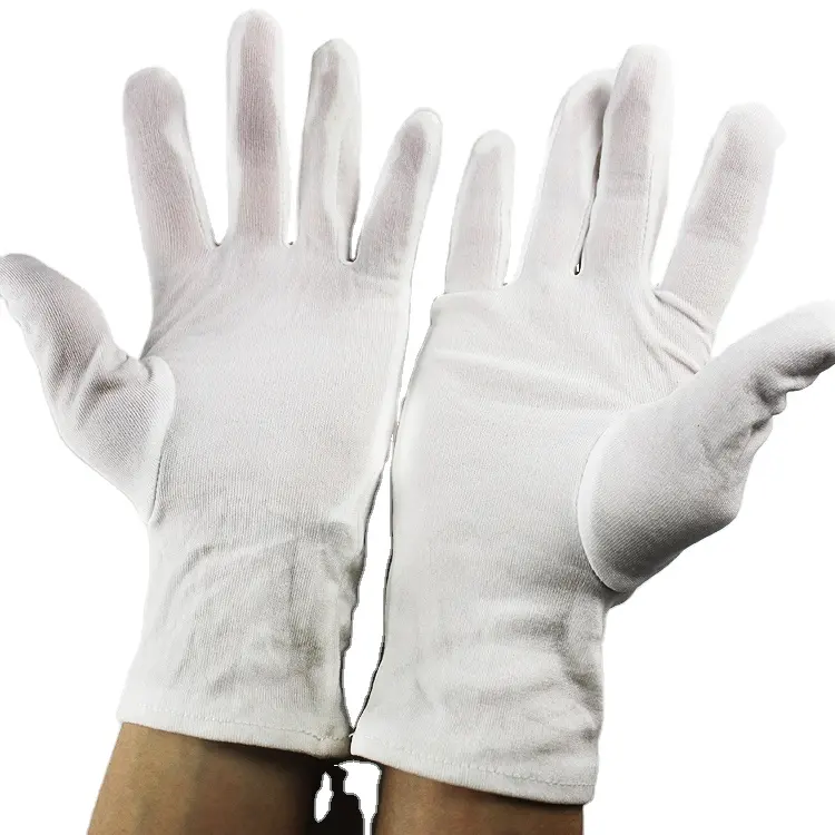 Logo personalizzato premium uniform marching band guanti da lavoro in cotone bianco per uso domestico guanti economici per eczema