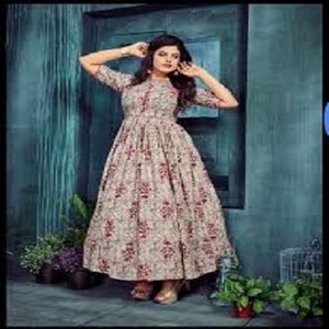 Traje Anarkali Punjabi para Mujer, para Bodas y Fiestas, Material de Algodón y Lino Pesado, Listo para Usar, Hecho en Delhi - Product Image 2