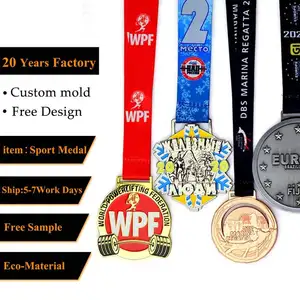 Médailles personnalisées bon marché, alliage de Zinc vierge 3d Marathon course médaille sport métal Basketball Football Football médaille avec ruban